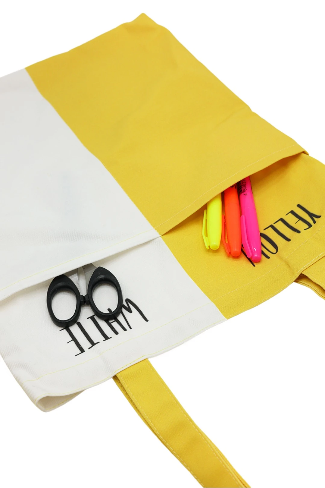 Сумка Эдит из саржи 33х38х4 см, печать с двух сторон "Yellow White"#5