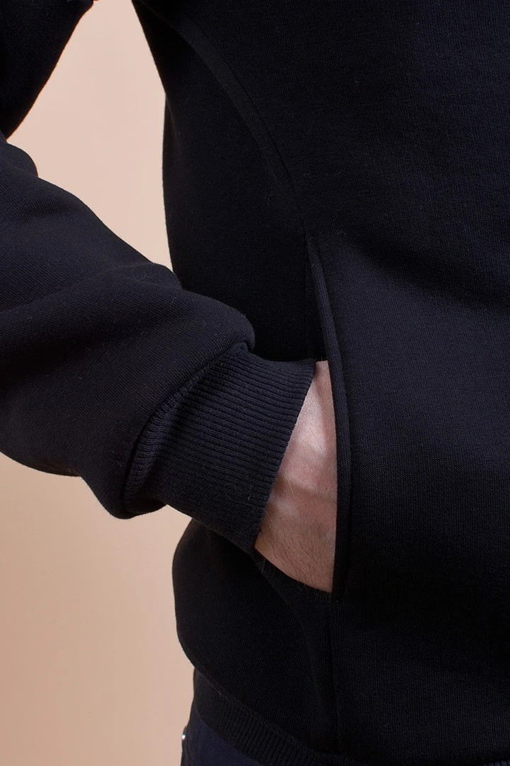 Худи Кинг из футера унисекс, однотонная черная#5