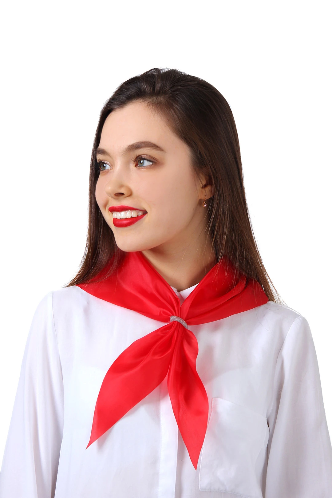 Косынка Лолла из шелка расцвечивания 60х60х90 см, однотонная красная#3