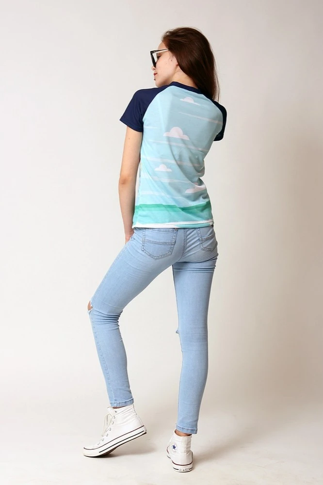 Футболка Спэйс V-ворот женская с полной запечаткой (полиэстер)#1 Футболка Спэйс V-ворот женская с полной запечаткой (полиэстер)#1