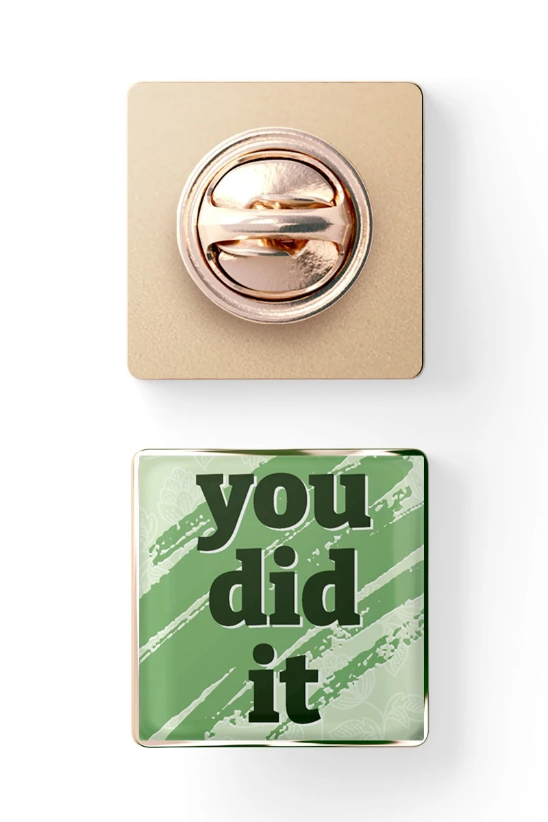 Купить значок заливной Квадрат 17х17 мм, с принтом "You did it" Купить значок заливной Квадрат 17х17 мм, с принтом "You did it"
