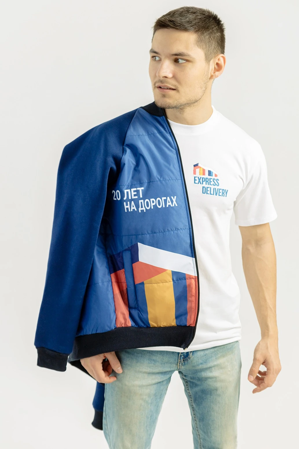 Толстовка Оскар из футера унисекс, с частичной запечаткой "Express Deliverly"#2 Толстовка Оскар из футера унисекс, с частичной запечаткой "Express Deliverly"#2