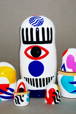 Матрешка с индивидуальной росписью, глянцевая, средняя, 5 шт.