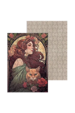 Купить пазл картонный А4 с принтом "Girl with a cat"