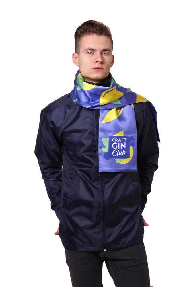 Шарф двухслойный легкий 20х120 см, с полной запечаткой "Craft GIN Club"#1