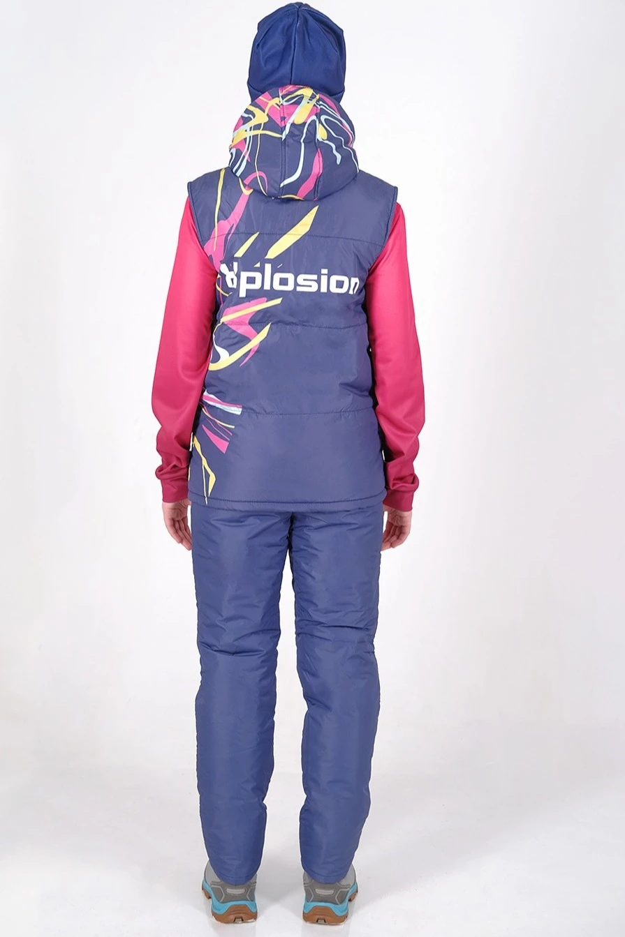 Жилет Диего на синтепоне с капюшоном унисекс, с полной запечаткой "Plosion"#3 Жилет Диего на синтепоне с капюшоном унисекс, с полной запечаткой "Plosion"#3