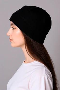 Купить шапку флисовую взрослую черную (однослойная)