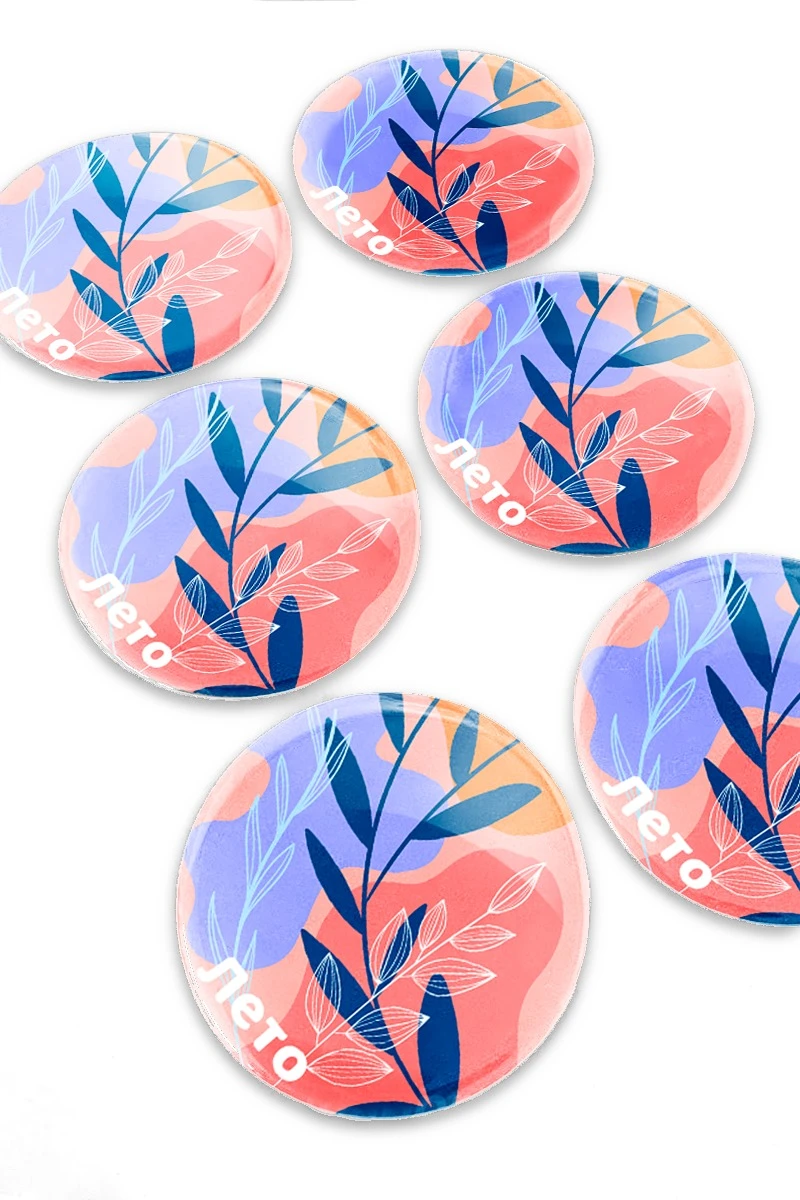 Купить наклейку заливную 5х5 см, с нанесением "Лето"