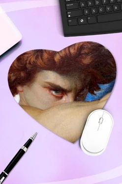 Купить коврик для мыши в форме сердца с принтом "Fallen angel"