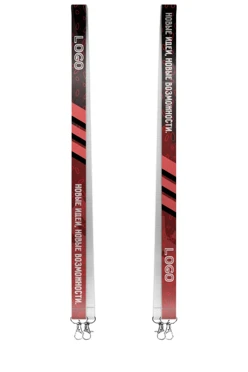 Купить ленту для бейджа репс ширина 2,5 см, с двумя карабинами-люкс, с печатью "Logo 3"