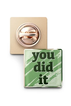 Значок заливной Квадрат 17х17 мм, с принтом "You did it"#2