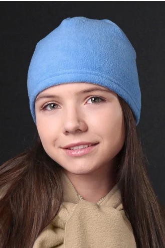 Шапка Вайт флисовая однослойная взрослая, однотонная голубая#2