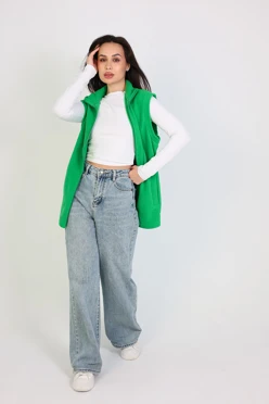 Жилет Браво флисовый без капюшона унисекс, однотонный зеленый#2