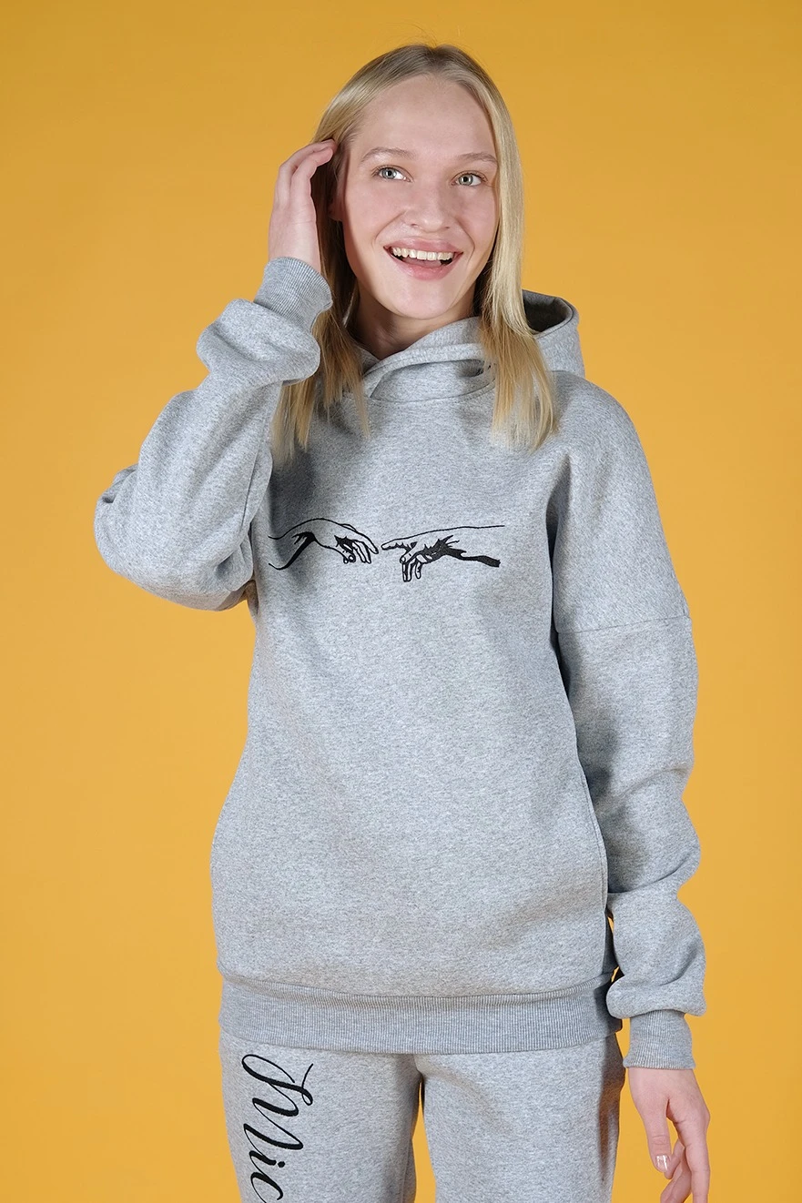 Купить худи Кинг из футера унисекс, однотонную меланж Купить худи Кинг из футера унисекс, однотонную меланж