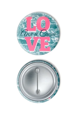 Значок закатной диаметр 37 мм, с принтом "Love"#2