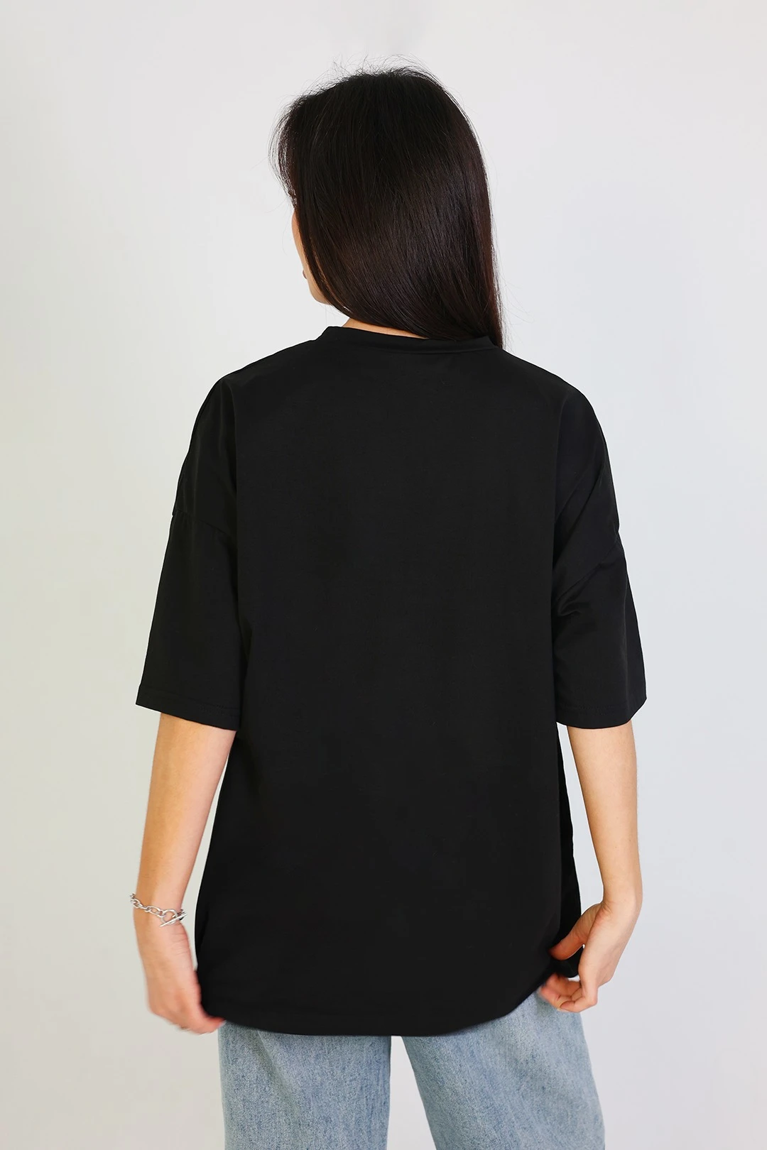 Футболка Ричмонд оверсайз унисекс однотонная (хлопок), черная#3