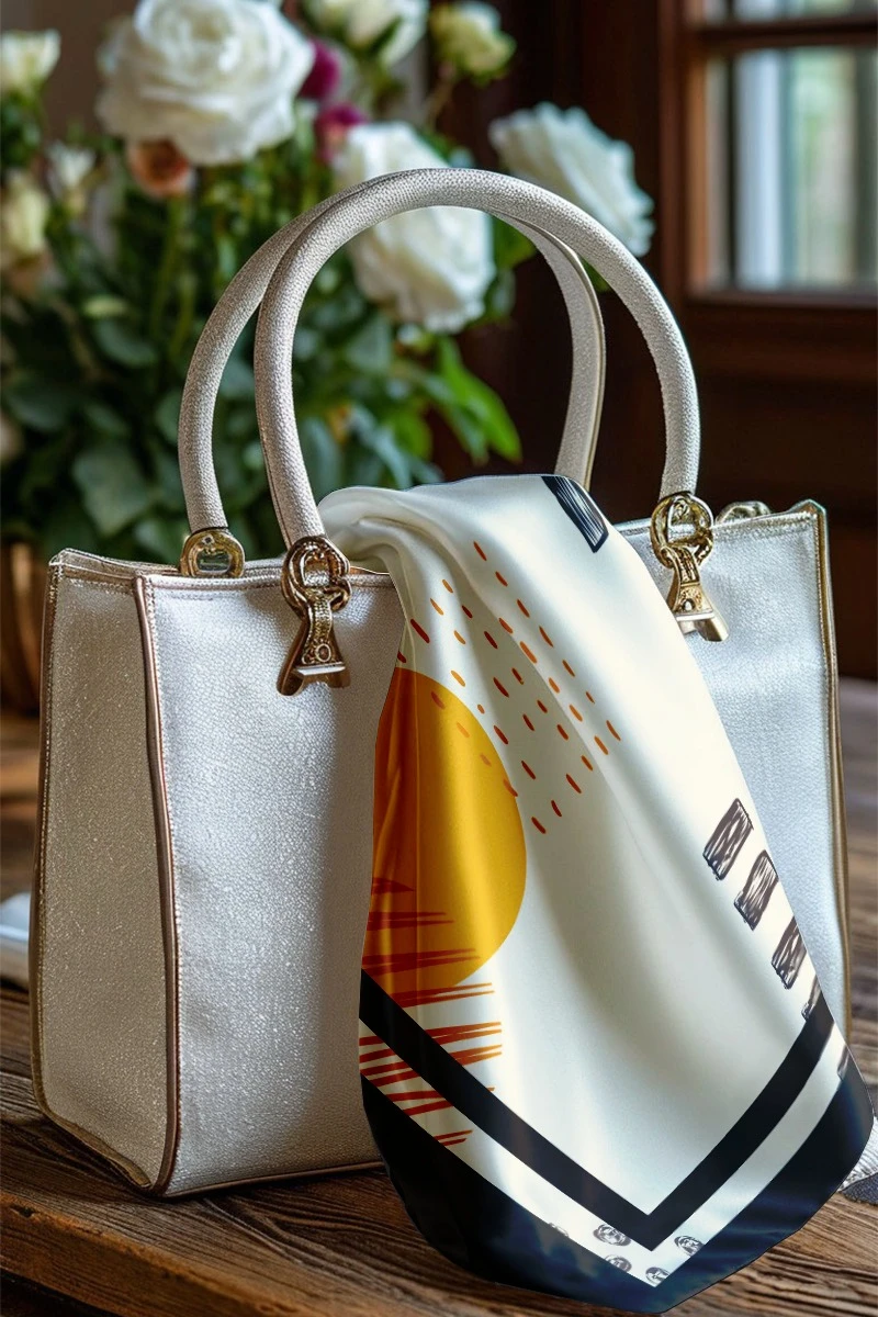 Купить платок Шанель 60х60 см, с полной запечаткой "The Sun" Купить платок Шанель 60х60 см, с полной запечаткой "The Sun"