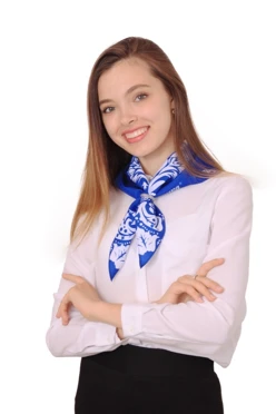 Купить косынку "Волжанка" синюю из шелка