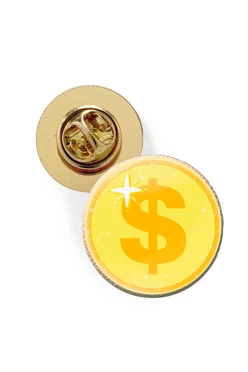 Значок заливной Круг диаметр 13 мм, с принтом "Money"#1