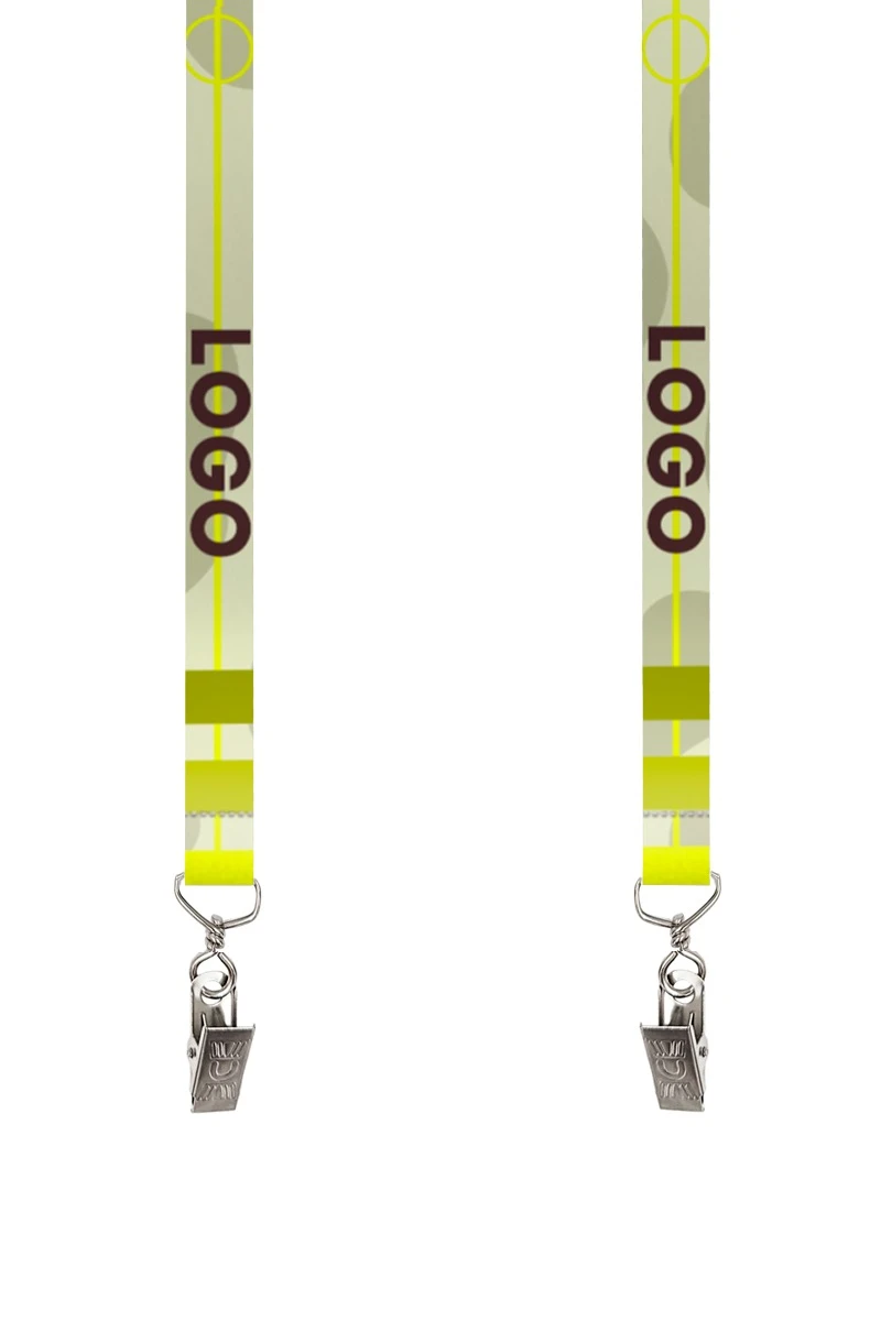 Купить ленту для бейджа атлас ширина 1,5 см, с клипсой, с печатью "Logo"