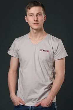 Футболка Степ V-ворот унисекс однотонная (хлопок)#1