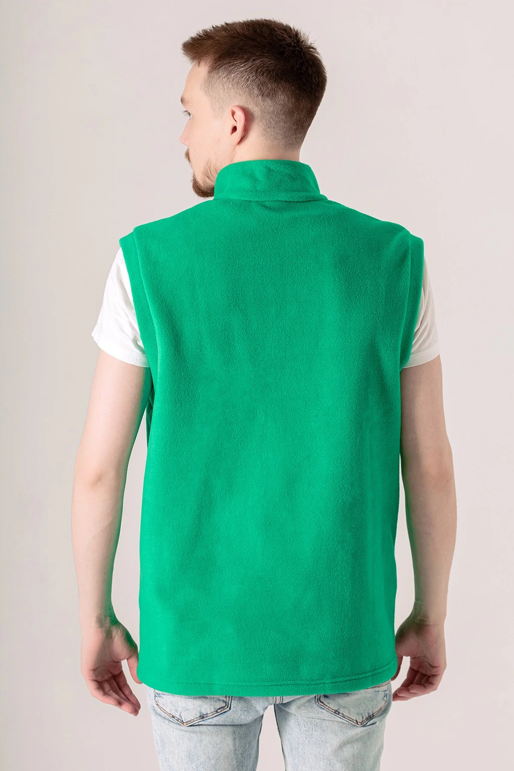 Жилет Браво флисовый без капюшона унисекс, однотонный зеленый#5