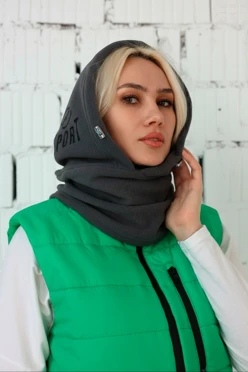 Купить капор Рейс флисовый взрослый, однотонный темно-серый