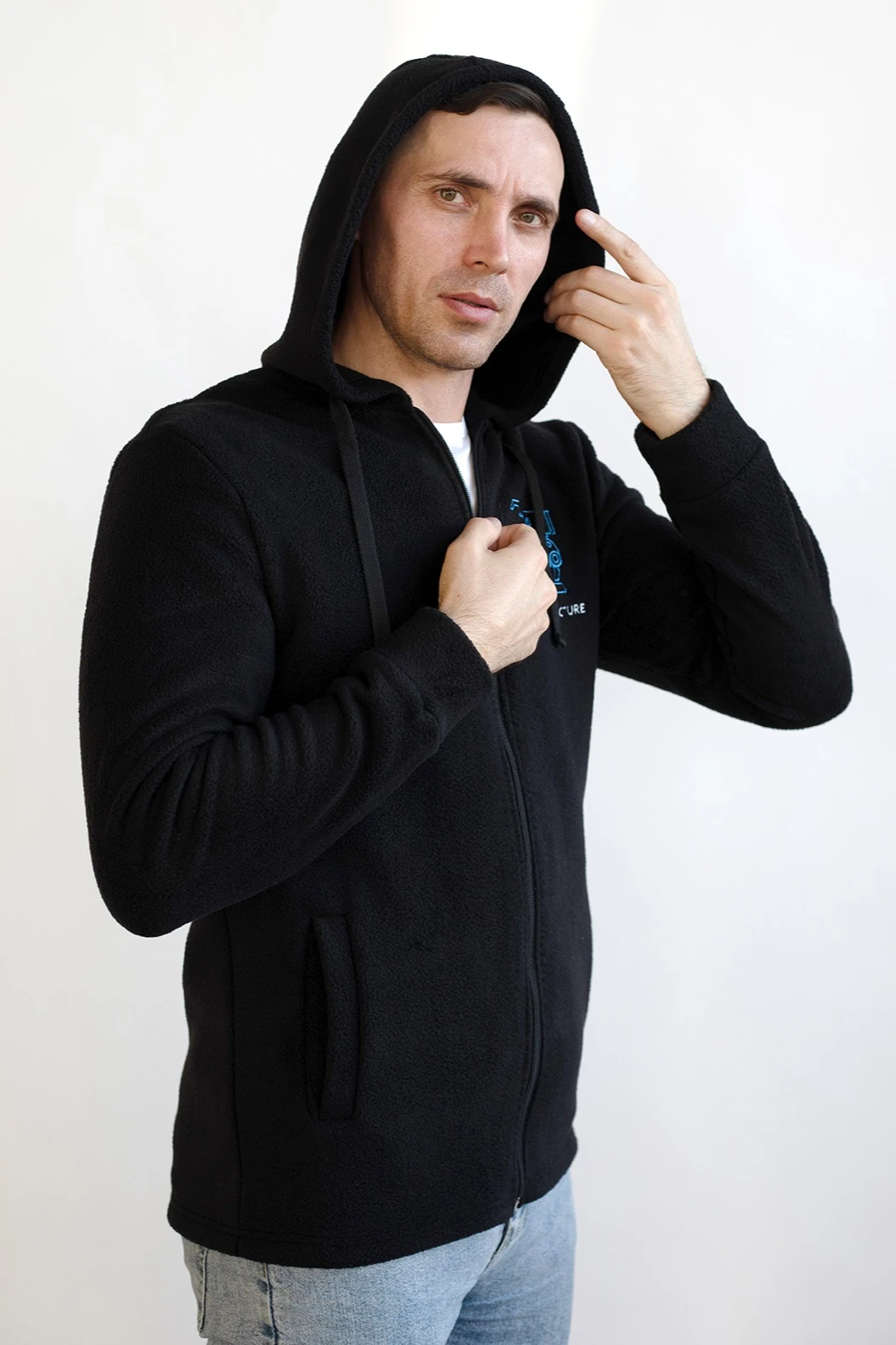 Толстовка Харисон флисовая с капюшоном унисекс, однотонная черная#3 Толстовка Харисон флисовая с капюшоном унисекс, однотонная черная#3