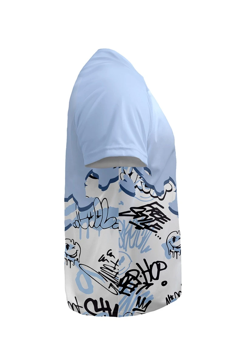 Футболка Спэйс V-ворот унисекс из ложной сетки с полной запечаткой "Graffiti"#1