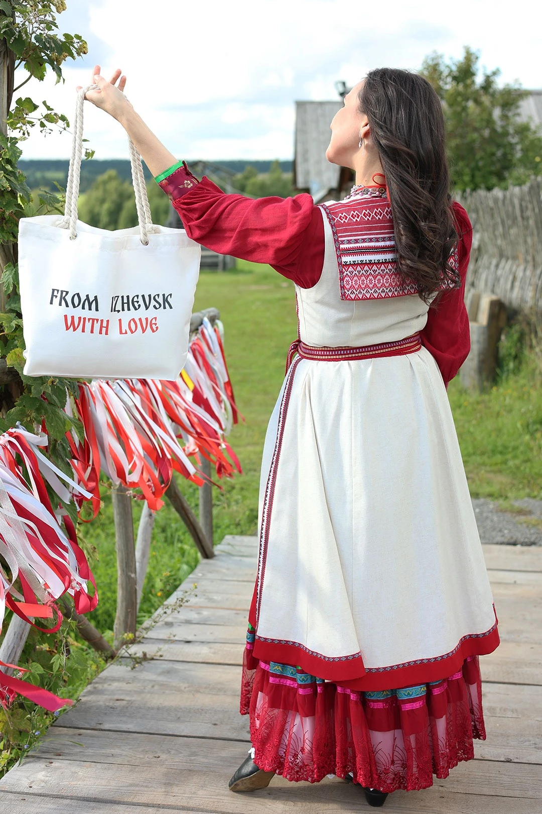 Сумка Бора из канваса 45х35х12 см, с принтом на двух сторонах "From Izhevsk"#1