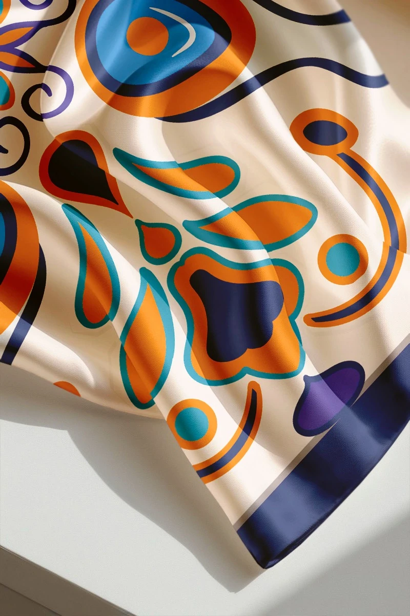 Платок Шанель 90х90 см, с полной запечаткой "Russian painting"#1