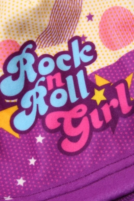 Шапка Лав флисовая однослойная детская, с полной запечаткой "Rock & Roll Girl"#5