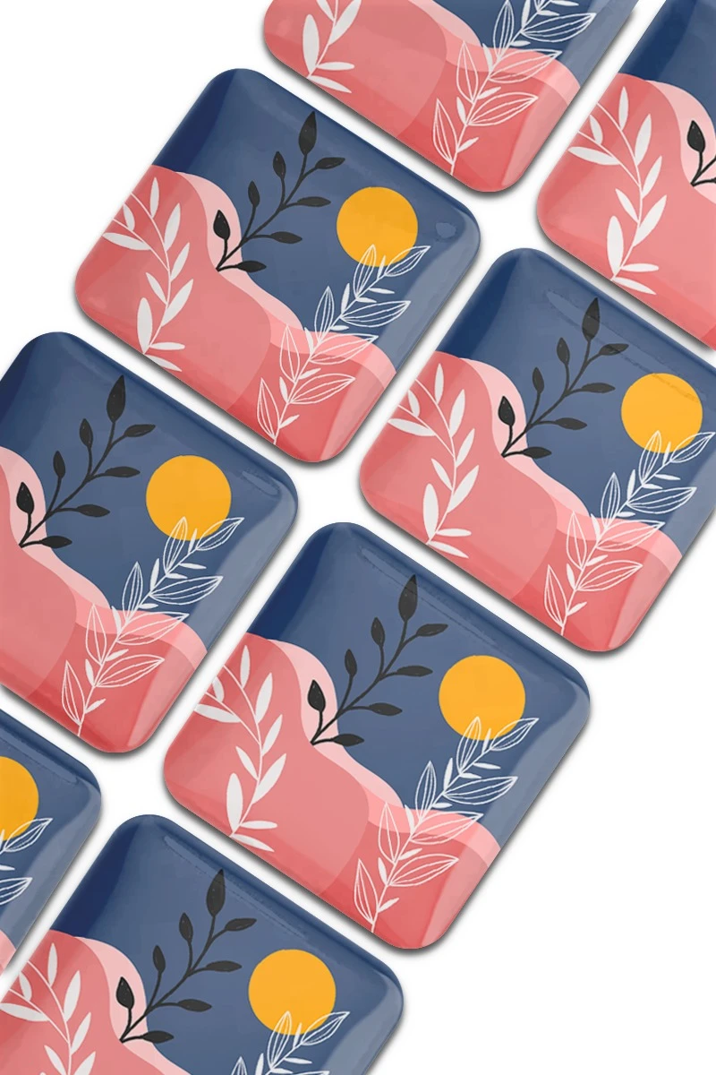 Купить наклейку заливную 5х5 см квадрат, с нанесением "Отдых"