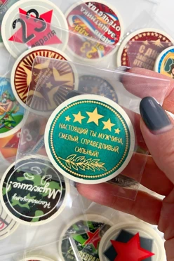 Шоколадные медальоны с картинкой с 1 стороны