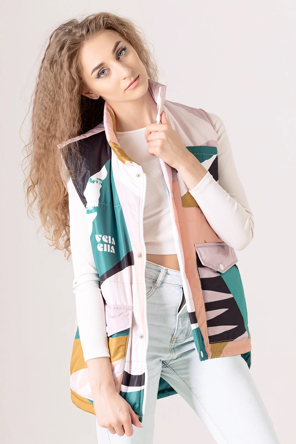 Жилет Хайк на синтепоне унисекс, с полной запечаткой "Vela ella"#3