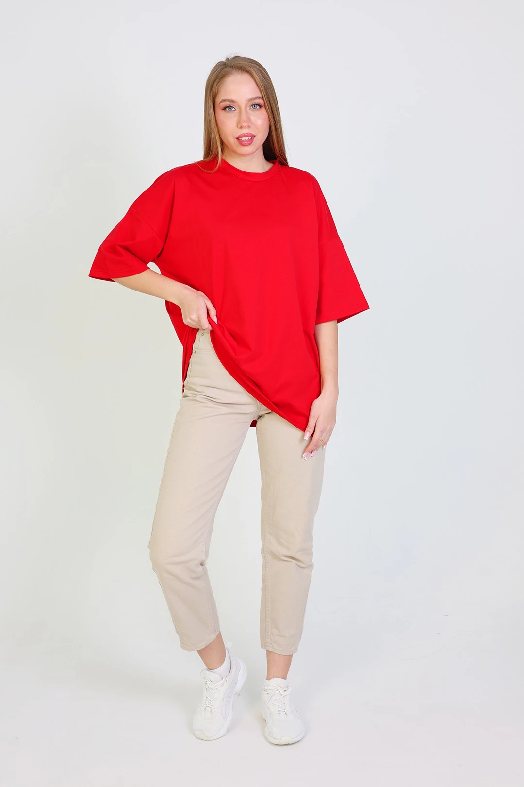 Купить футболку Ричмонд оверсайз унисекс однотонная (хлопок), красная