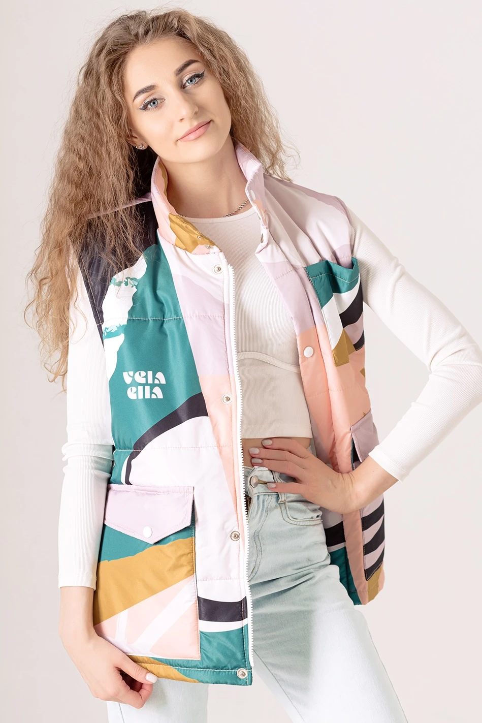 Жилет Хайк на синтепоне унисекс, с полной запечаткой "Vela ella"#4