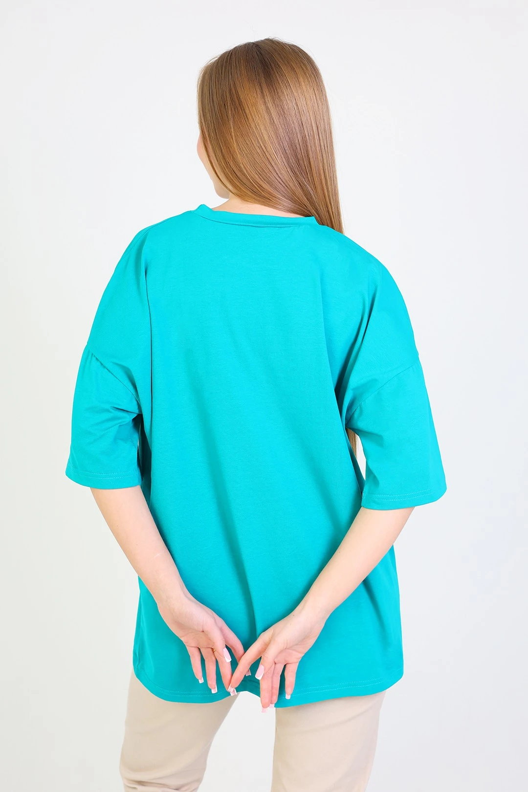 Футболка Ричмонд оверсайз унисекс однотонная (хлопок), бирюзовая#4 Футболка Ричмонд оверсайз унисекс однотонная (хлопок), бирюзовая#4