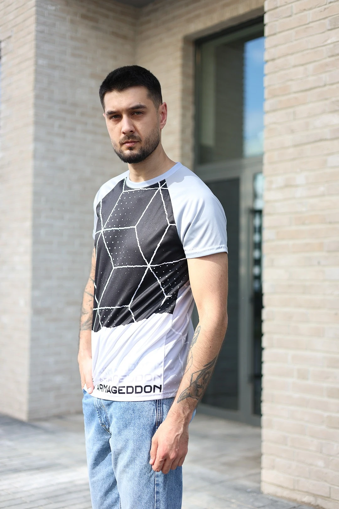 Футболка Спэйс унисекс из ложной сетки с полной запечаткой "Armageddon"#4 Футболка Спэйс унисекс из ложной сетки с полной запечаткой "Armageddon"#4
