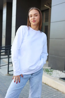 Купить лонгслив Фрэнсис унисекс однотонный (хлопок) белый