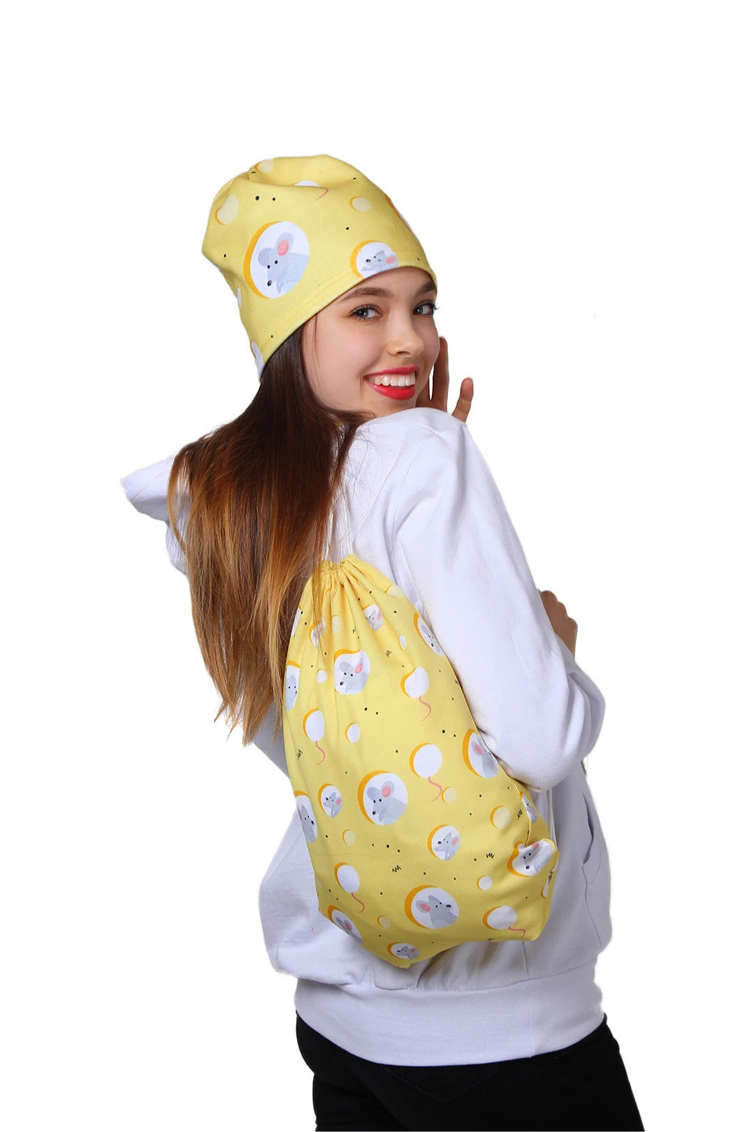 Рюкзак Уолкер из габардина 30х40 см с люверсами, с полной запечаткой "Mouse in cheese"#3