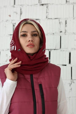 Купить капор Рейс флисовый взрослый, однотонный бордовый