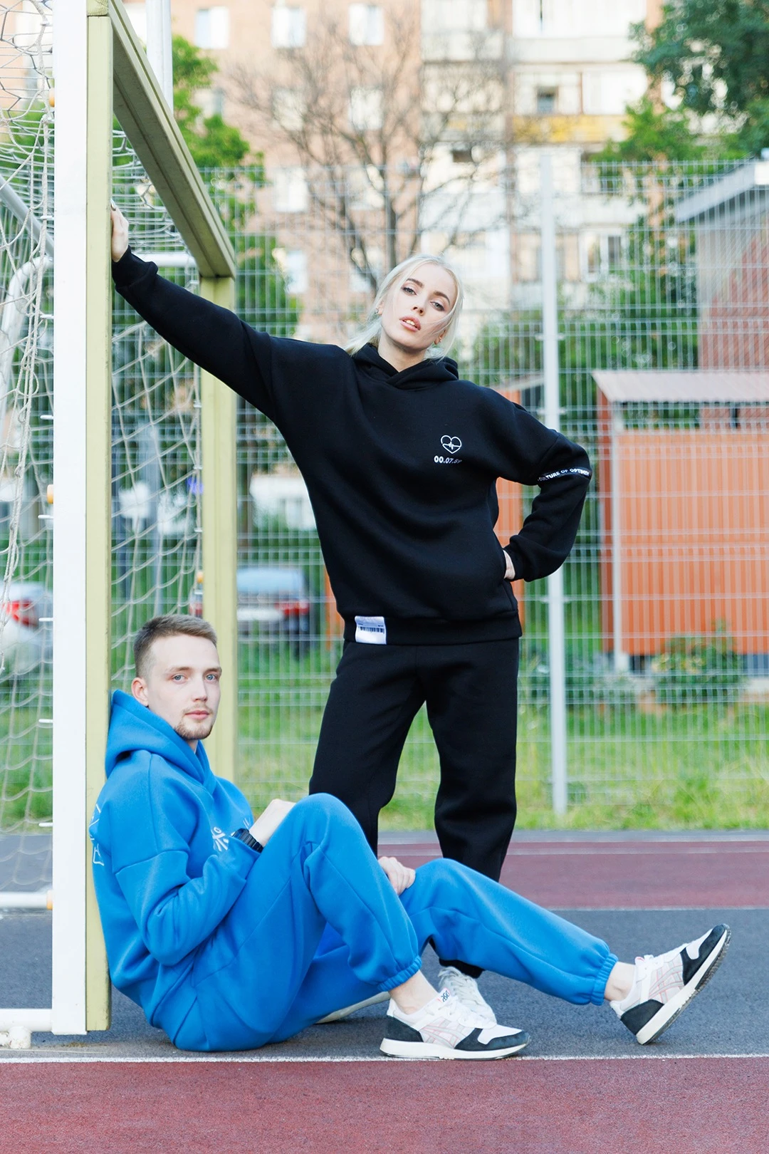 Брюки Хит из футера с начесом мужские, однотонные голубые#3