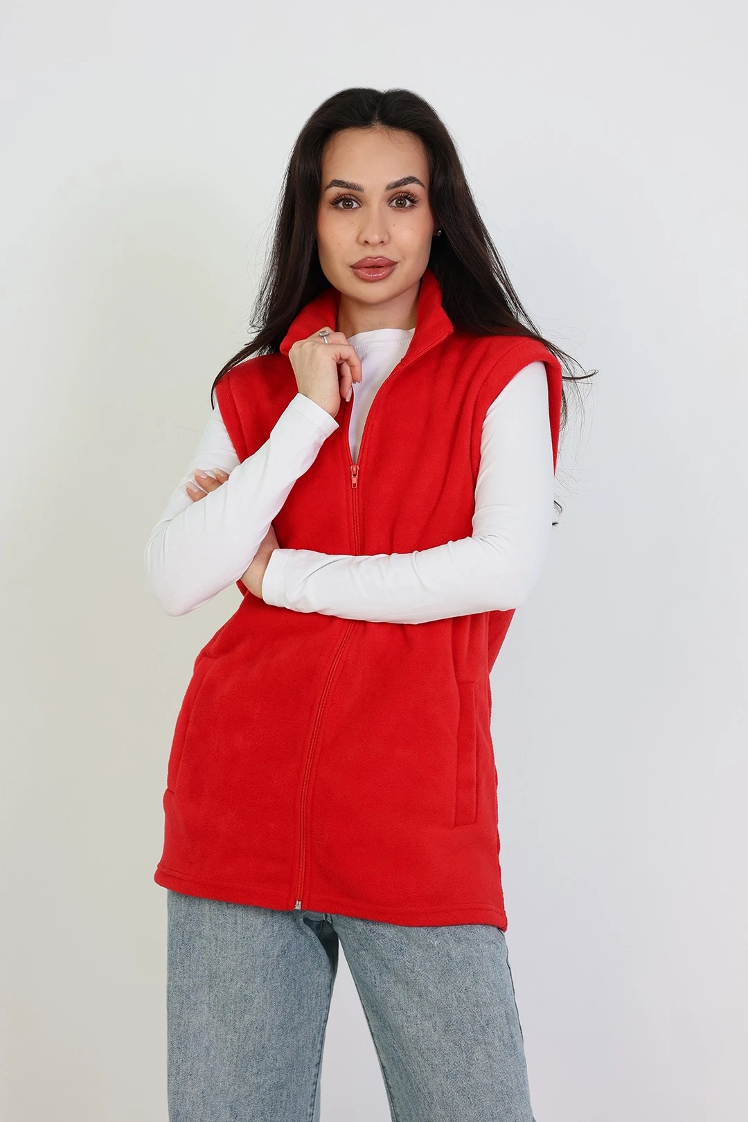 Жилет Браво флисовый без капюшона унисекс, однотонный#1 Жилет Браво флисовый без капюшона унисекс, однотонный#1