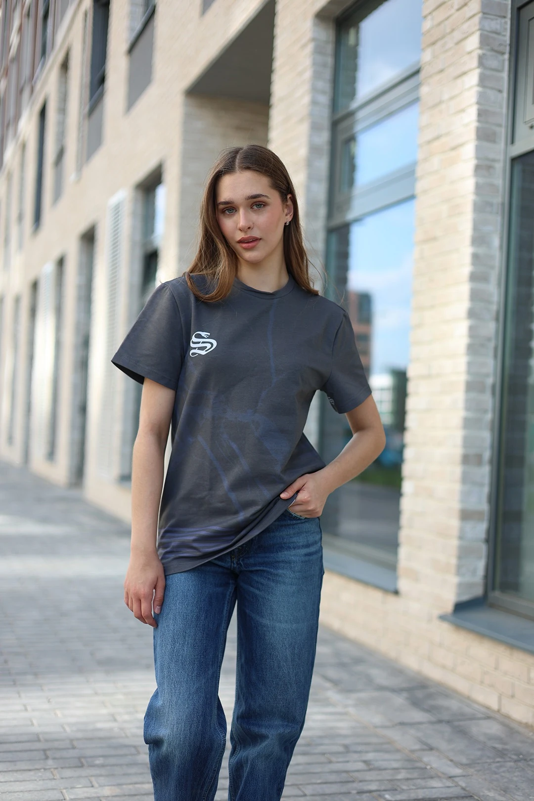 Футболка Ларри унисекс из кулирки хб с полной запечаткой "S"#1