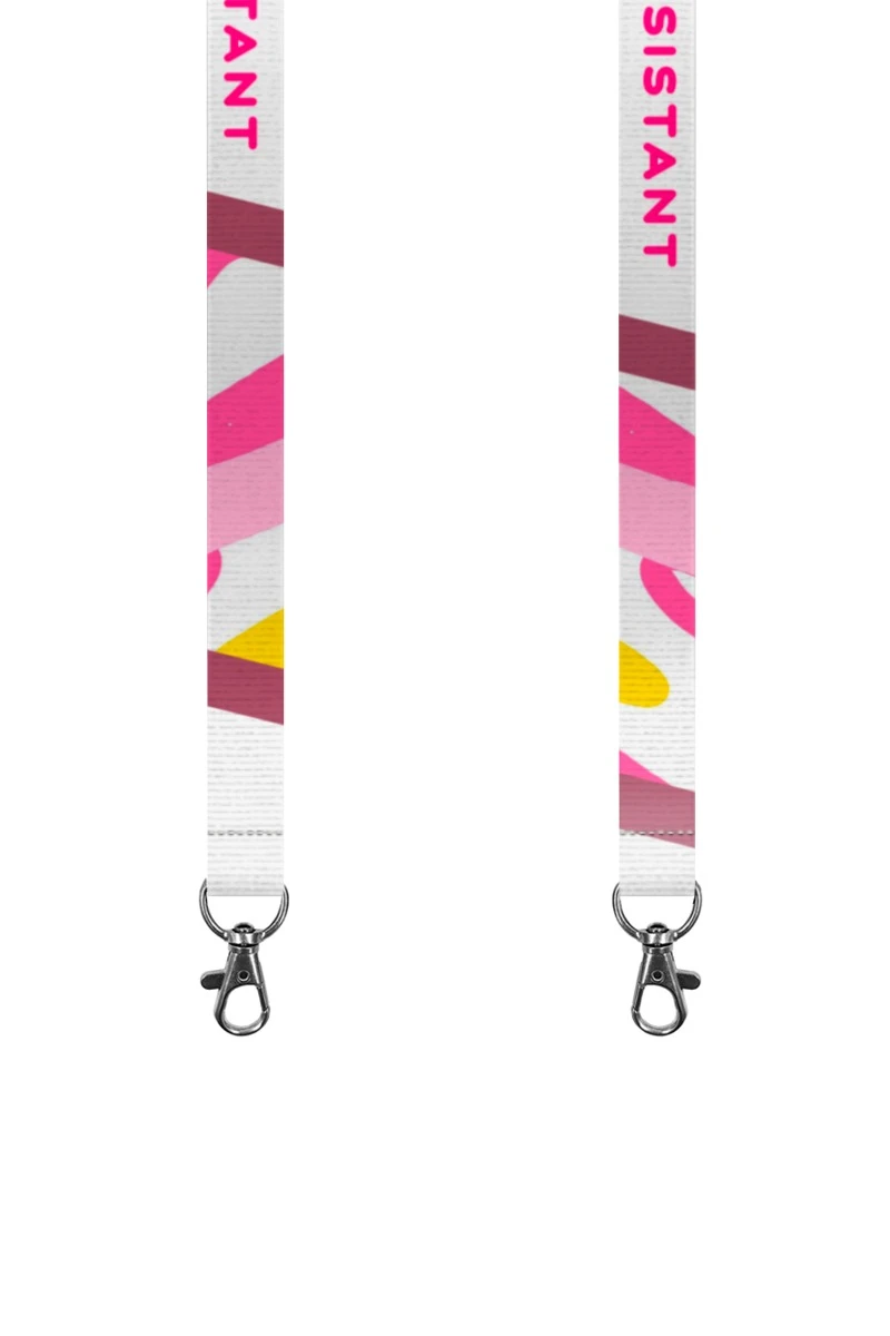 Купить ленту для бейджа репс ширина 2,5 см, с карабином-люкс, с печатью "Assistant"