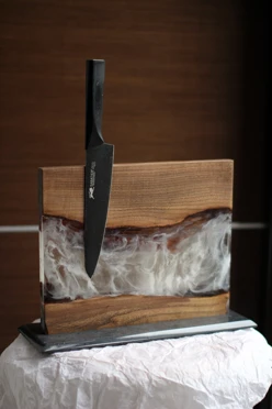 Магнитный держатель для ножей из дерева со смолой, 30х25 см#2