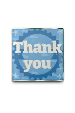 Купить значок заливной Квадрат 17х17 мм, с принтом "Thank you"