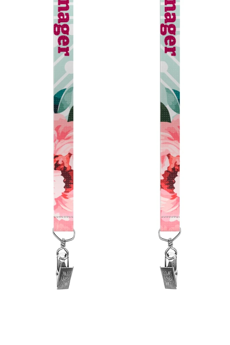 Купить ленту для бейджа блекаут ширина 2,5 см, с клипсой и замком безопасного разрыва, с печатью "manager"