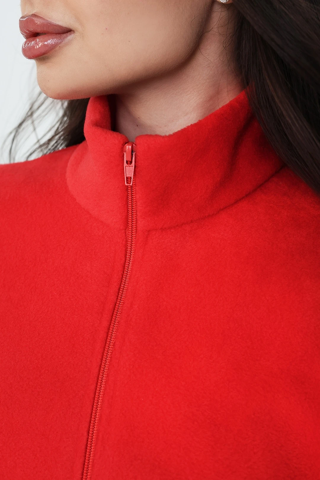 Жилет Браво флисовый без капюшона унисекс, однотонный красный#6